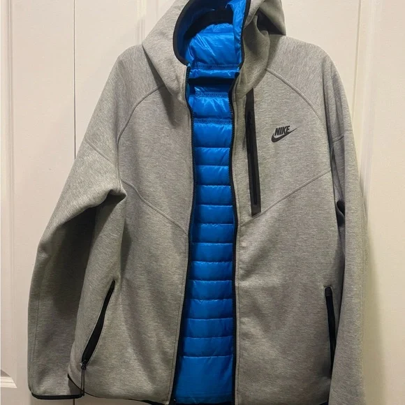 Nike fleece tech jacket Blue Quilted Vest reversible - Picture 4 of 4
